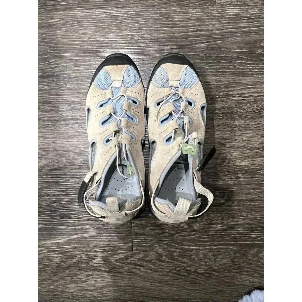 Lands End 191511 Womens Blue And White Walking Sandals Size 10